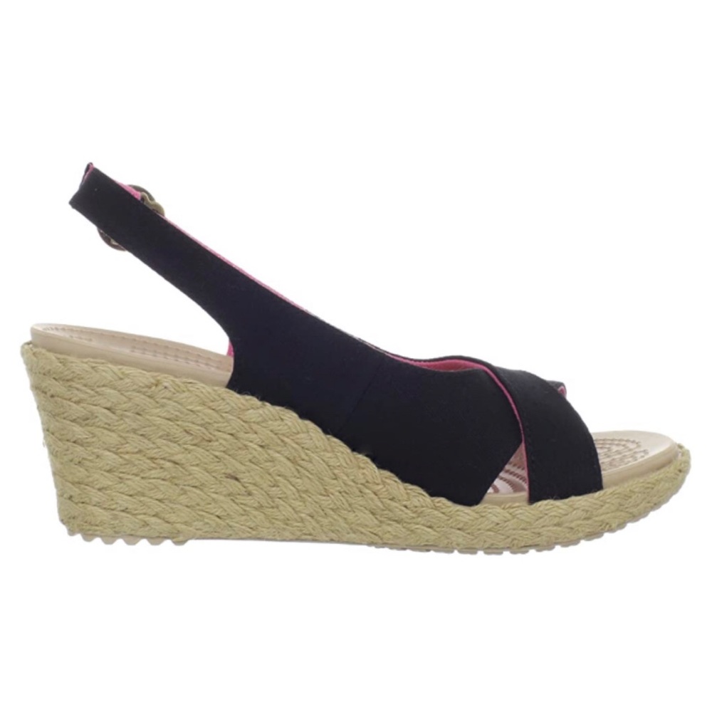 CROCS A-Leigh Linen Slingback Wedge Sandals Sz 10
